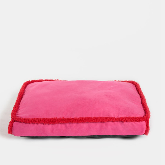 OHS Sherpa Binded Rectangle Pet Mat, Pink/Red - Medium