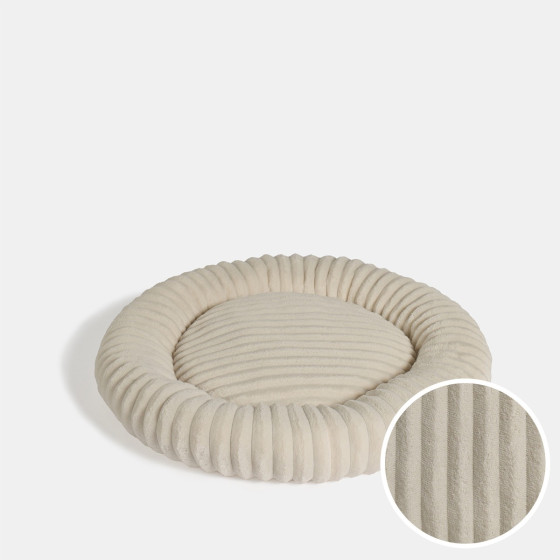 OHS Faux Fur Ribbed Round Pet Bed - Cream