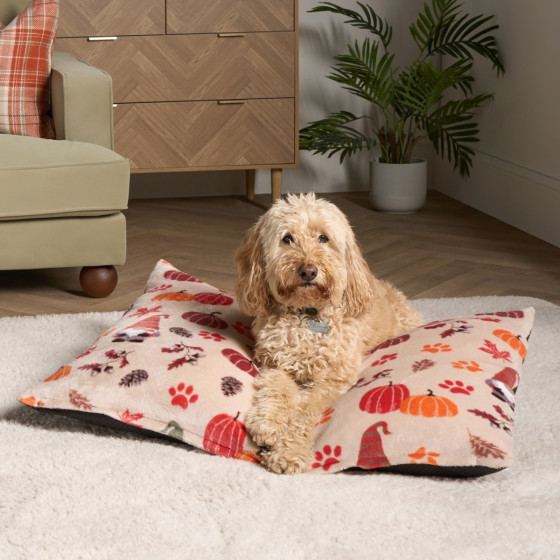 OHS Autumn Paw Print Pet Bed - Natural
