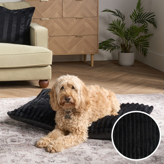 OHS Ribbed Fleece Pet Bed - Black