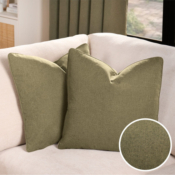 OHS 2 Pack Woven Texture Cushion Covers, 45 x 45cm - Sage