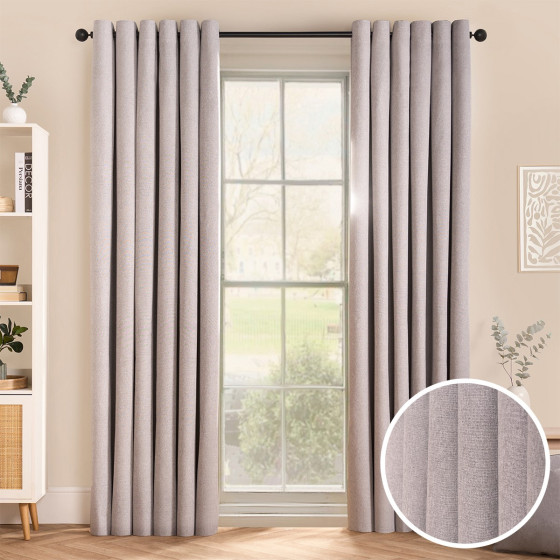 OHS Woven Texture Eyelet Ultra Blackout Curtains, Grey - 46 x 72"