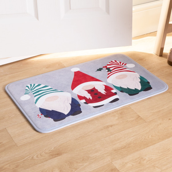 OHS Washable Christmas Gonk Printed Mat - Grey