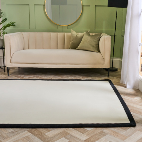 OHS Contrast Border Rug, Cream/Black - 160 x 230cm