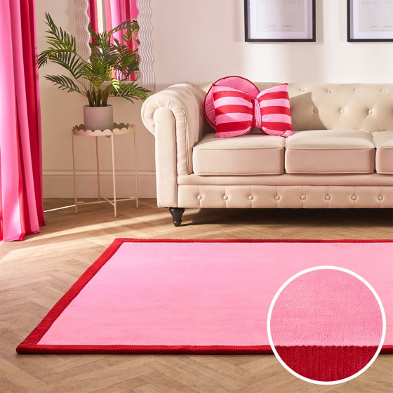 OHS Contrast Border Rug - Pink/Red