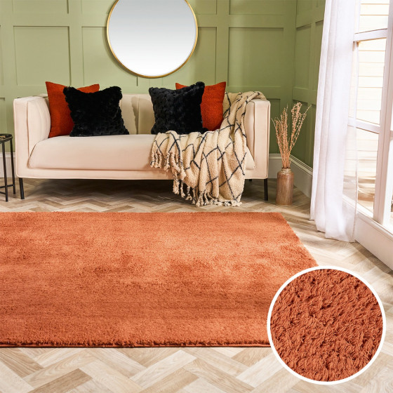 OHS Cosy Teddy Rug - Rust
