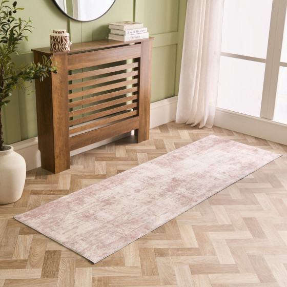 OHS Washable Abstract Printed Runner - Natural