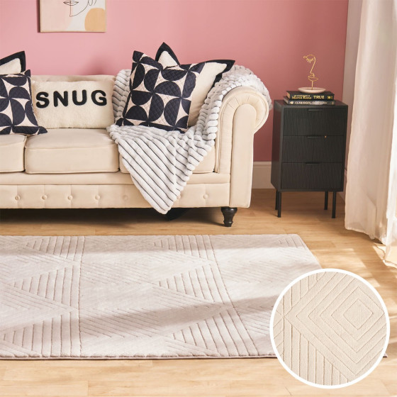 OHS Tufted Geometric Rug, Stone - 120 x 170cm