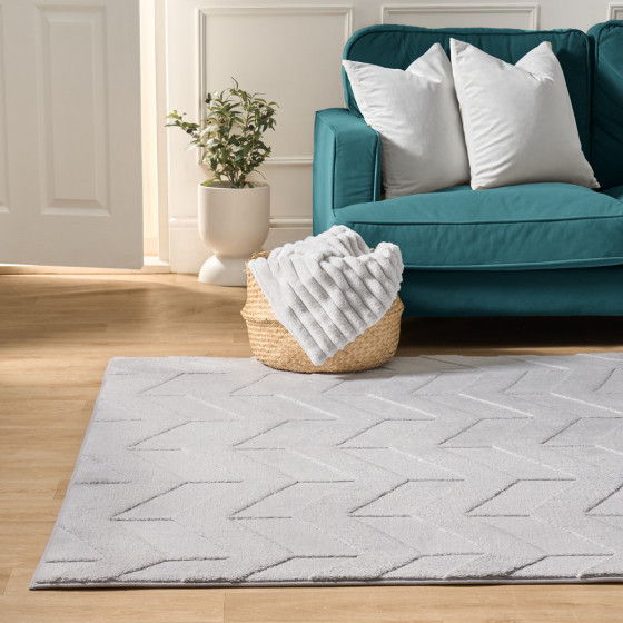 OHS Chevron Carved Rug - Grey