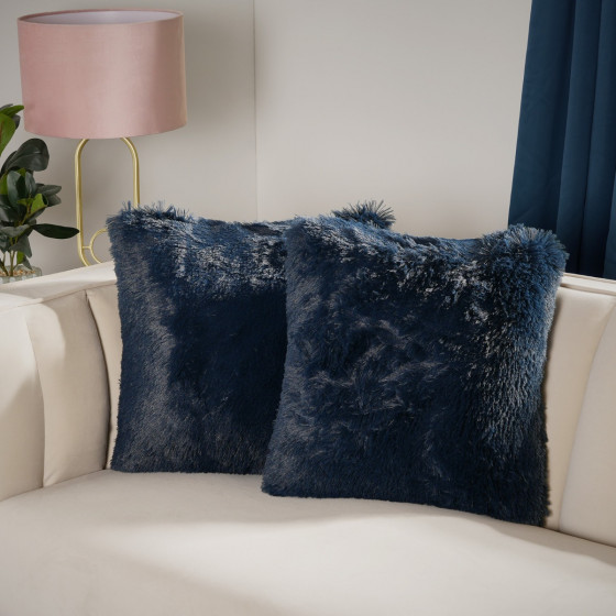 Sienna Fluffy Cushion Covers Navy