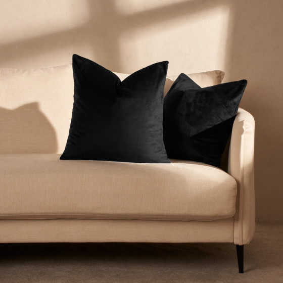 OHS 2 Pack Matte Velvet Cushion Covers - Black