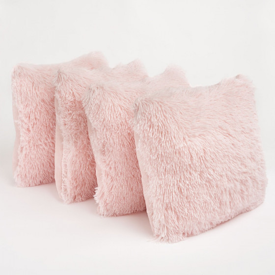 OHS 4 Pack Fluffy Cushion Covers, Blush - With Cushion