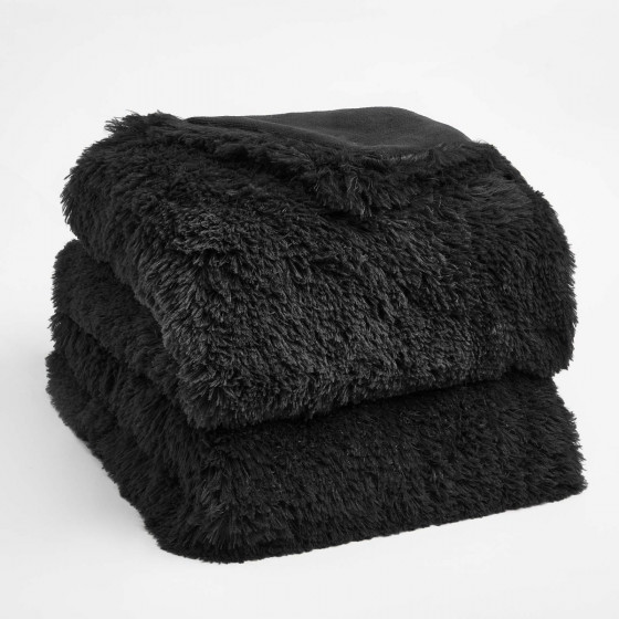 Sienna Fluffy Fleece Throw Black