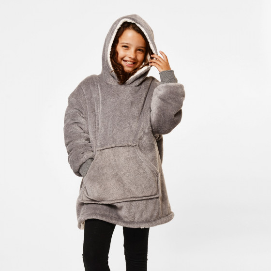 OHS Sherpa Hoodie Blanket, Kids - Charcoal
