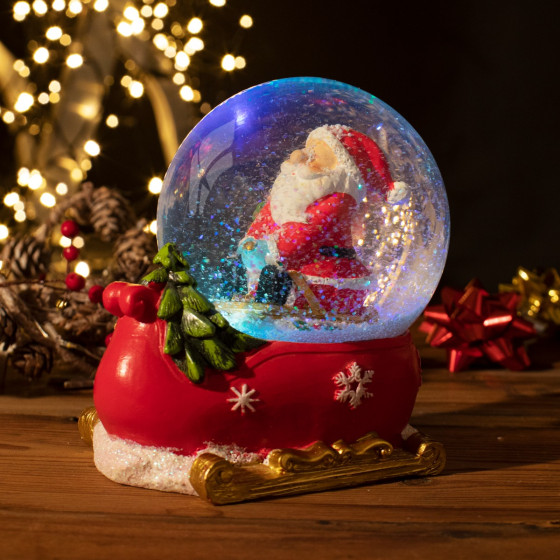 OHS Santa's Sleigh Light Up Musical Snow Globe - Multi