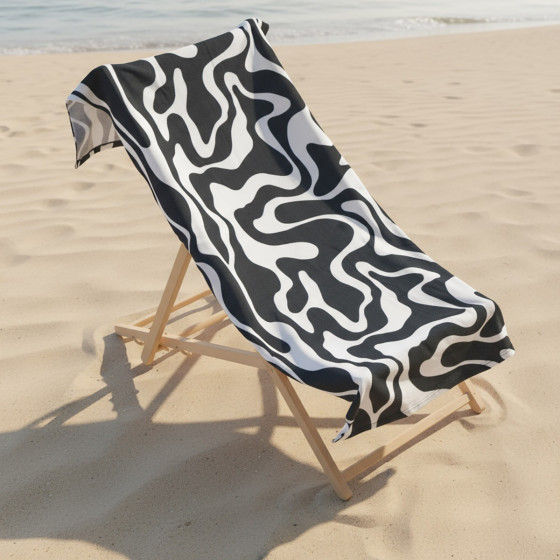 OHS Swirl Print Beach Towel - Black
