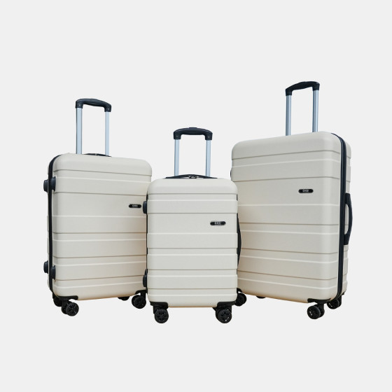OHS 4 Wheel Hard Shell Suitcase, Cream - 3 Pack