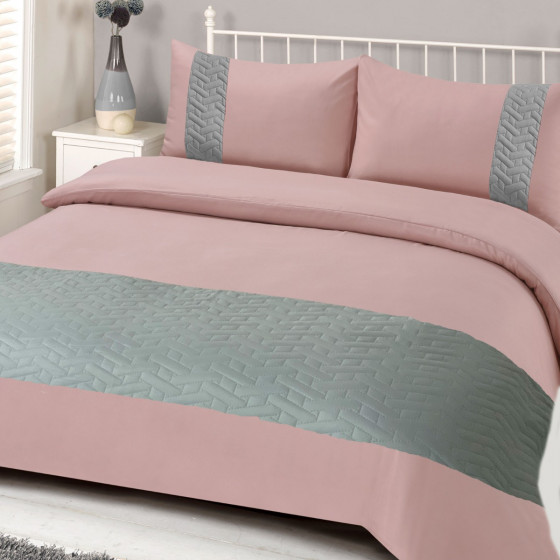 Brentfords Pinsonic Duvet Cover Bedding Set, Blush Pink King