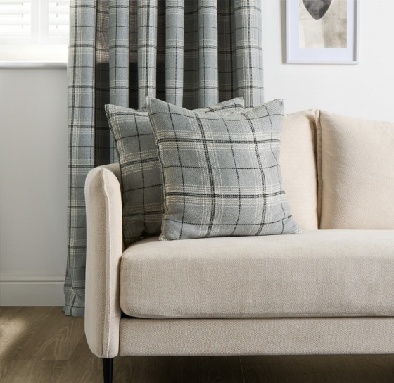OHS Woven Check Cushion Covers - Grey