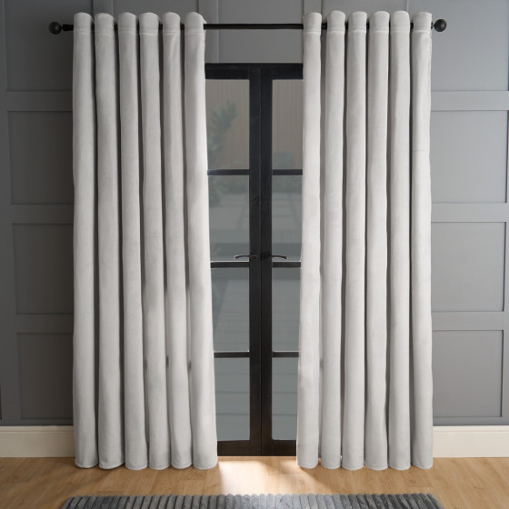 OHS Thermal Velvet Curtains, Silver - 66 x 54"