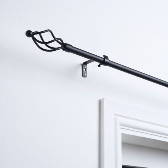 OHS 16mm Extendable Twist Curtain Pole, Black - 120-220cm