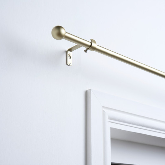 OHS 16mm Extendable Ball Curtain Pole, Brass - 120-220cm