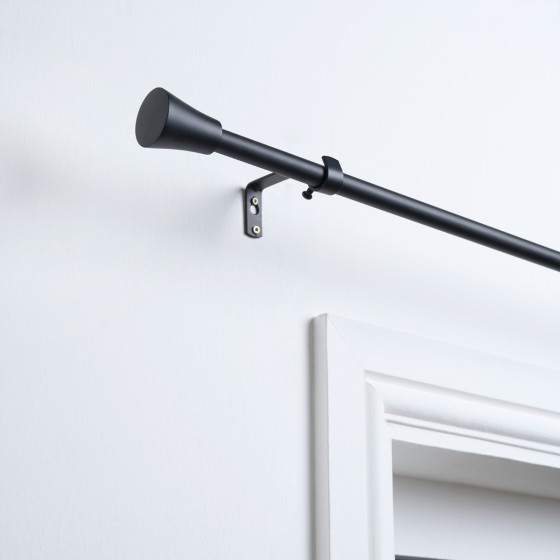 OHS 16mm Extendable Trumpet Curtain Pole, Black - 120-220cm