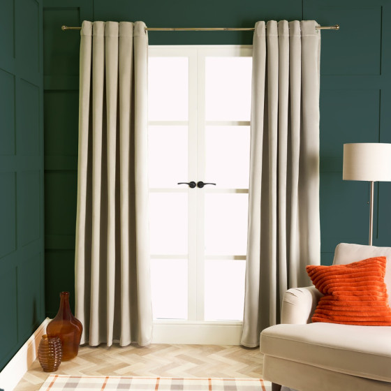 OHS Thermal Velvet Eyelet Curtains - Natural