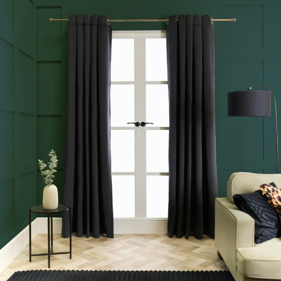 OHS Thermal Velvet Eyelet Curtains - Black