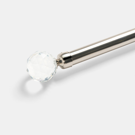 OHS 28mm Extendable Crystal Ball Curtain Pole, Silver - 120-220cm