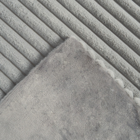 Grey Ribbed Throw OHS Faux Fur Thick Ribbed Throw, Grey - 125 x 150cm
