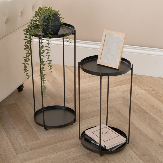 OHS Set of 2 Metal Side Tables - Black