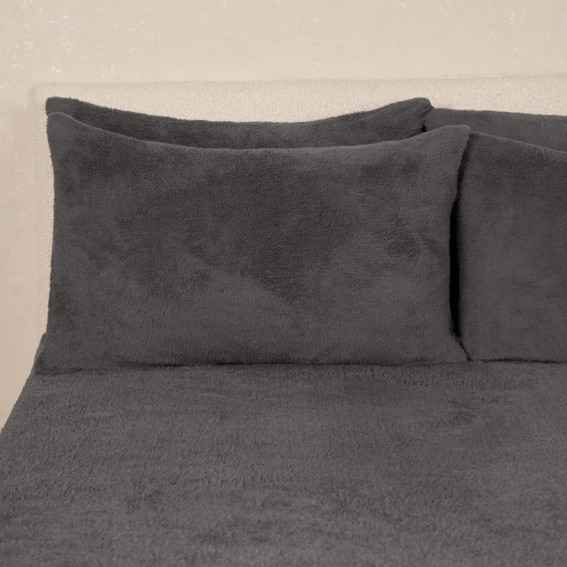 OHS 4 Pack Teddy Fleece Pillowcases Charcoal