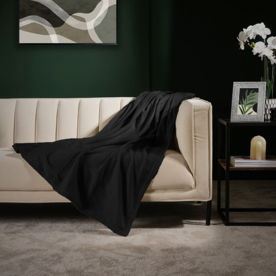 Dreamscene Plain Fleece Throw Black