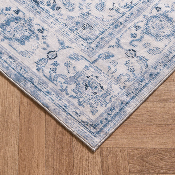 OHS Washable Vintage Printed Rug - Blue