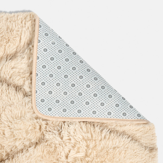 OHS Printed Fluffy Simple Geometric Rug - Natural