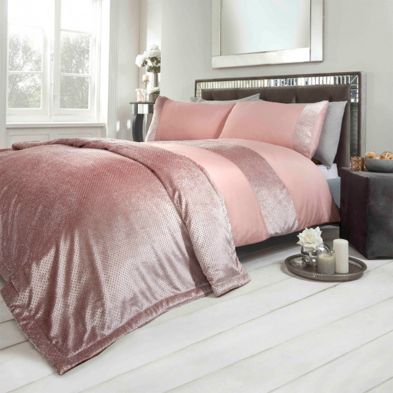 Sienna Glitter Velvet Duvet Cover Set Blush