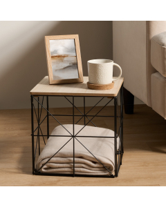 OHS Manhattan Small Storage Basket Side Table - Natural Wood