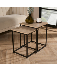 OHS Manhattan Nest of 2 Square Tables - Natural Wood