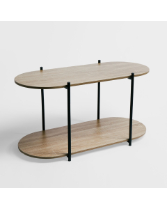 OHS Manhattan 2-Tier Curved Coffee Table - Natural Wood