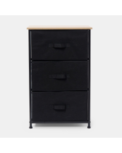OHS Brooklyn 3 Drawer Fabric Cabinet - Black