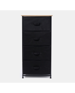 OHS Brooklyn 4 Drawer Fabric Cabinet - Black