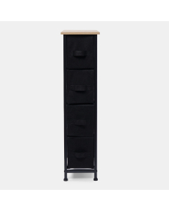 OHS Brooklyn 4 Drawer Narrow Fabric Cabinet - Black