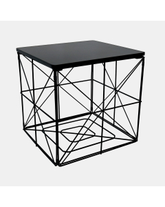 OHS Manhattan Storage Basket Side Table - Black