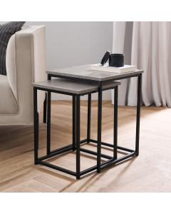 OHS Manhattan Nest of 2 Square Tables - Concrete Effect