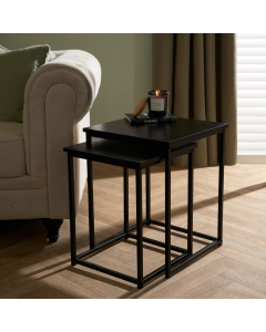 OHS Manhattan Nest of 2 Square Tables - Black