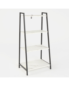 OHS Manhattan Marble Effect 4-Tier Shelving Unit - Black/White