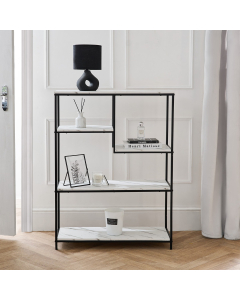 OHS Manhattan Marble Effect Display Shelving Unit - Black/White