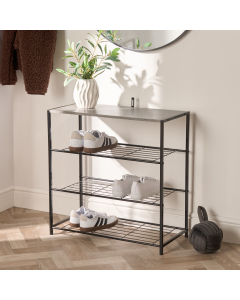 OHS Manhattan Multi Purpose 4-Tier Shoe Rack - Concrete Effect