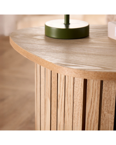 OHS Madison Ribbed Side Table - Light Wood